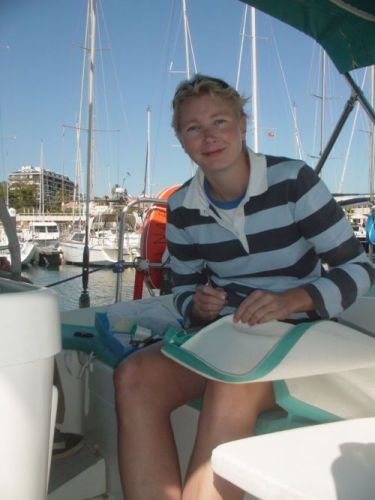 Anje, a dutch hockey player helps us out on the boat to saw our bimini back together. We are very busy as tomorrow, we are taking off to Madeira islands along…