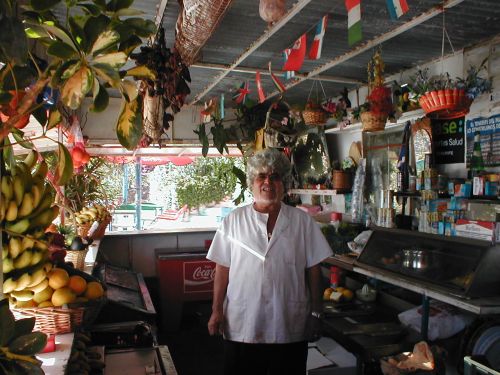 Charlie cooks the mejor salad du Mundo for the past 25 years. The desert is on the beach (nudist). (Santa Cruz de Tenerife, Spain)