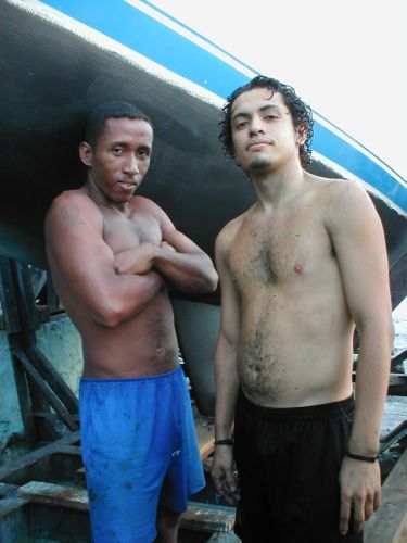 Precious helpers, Bladimir and Isaak will drive us through Balboa night. (Balboa, Panama)