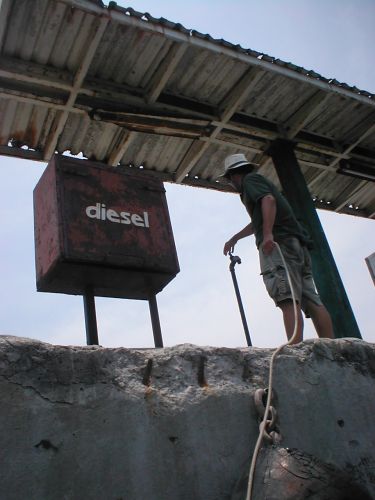 Hard time to get diesel... black money is needed in order to get it from the empty tanks. (Puerto Madero, Chiapas - Mexico)