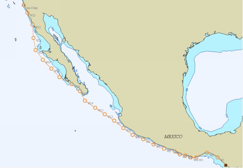 madero, San Diego, voilier, sailing, waypoints, gps